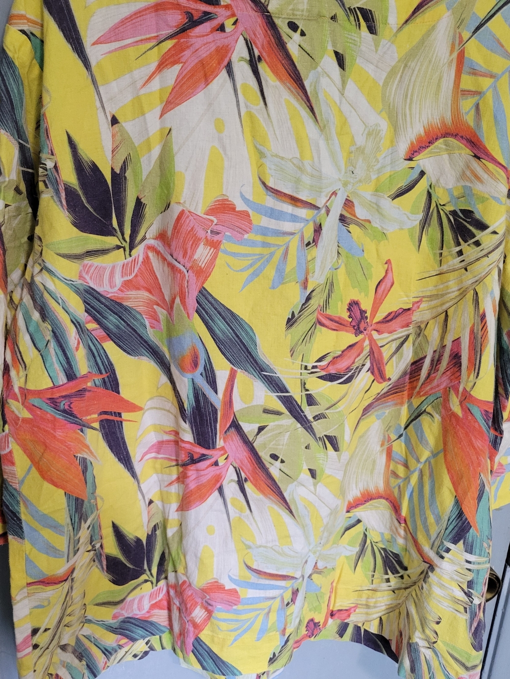 à la carte Linen Yellow Floral Tunic Top Sz Xl - Picture 5 of 10